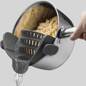 Personalized Silicone Pot Side Pasta Strainer with Adjustable Silicone Clip Clamp for Kitchen Essentials Suppliers1