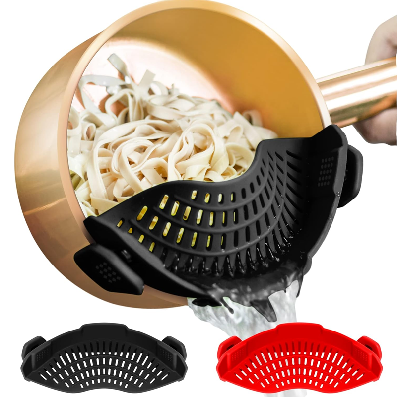 Personalized Silicone Pot Side Pasta Strainer with Adjustable Silicone Clip Clamp for Kitchen Essentials Suppliers4