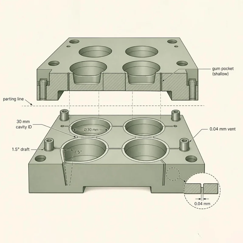Silicone-Compression-Mold-Parting-Line-Vent